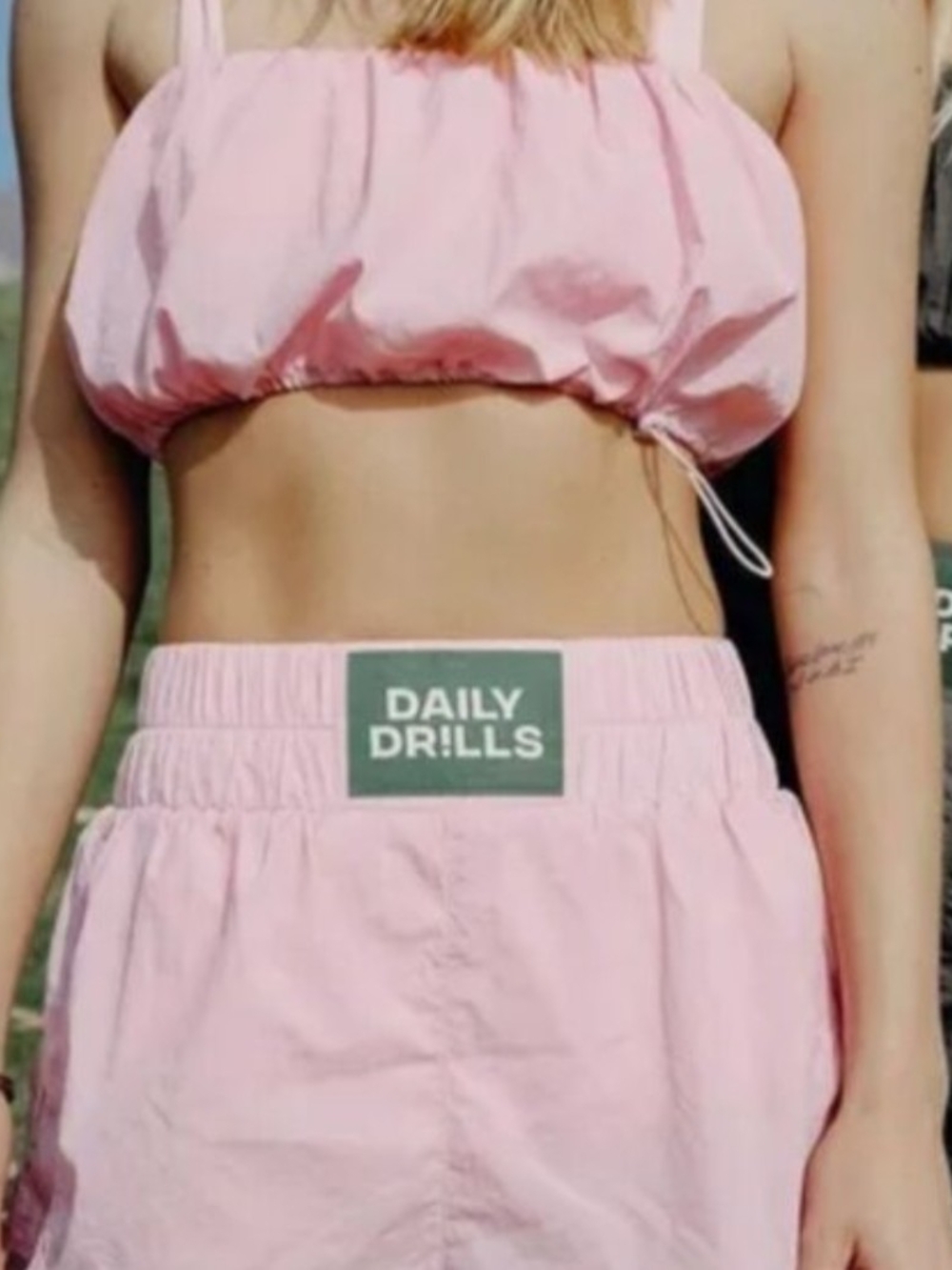 Daily Drills Pink Bubble Crop Top Drawstring Tank 🎀✨